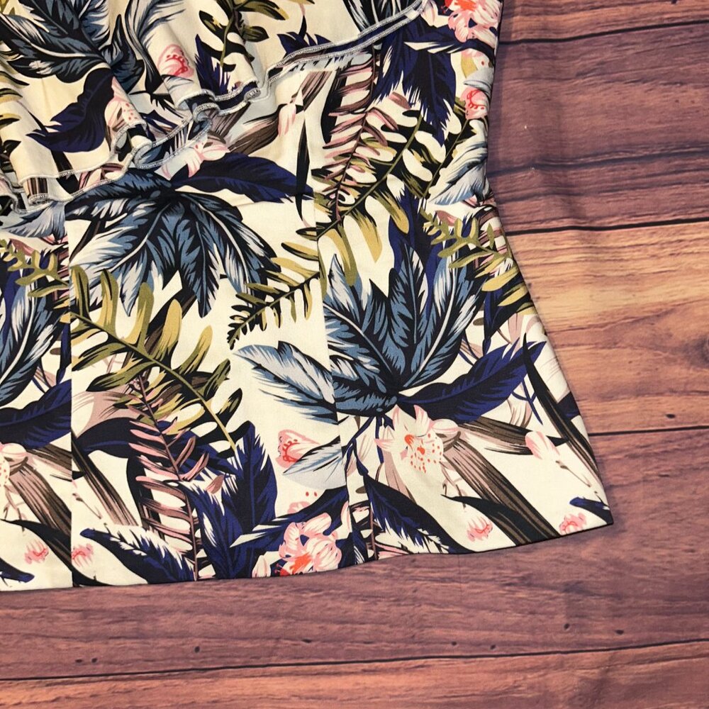 Boston Proper Tropical Floral One-Shoulder Ruffle Top - Size 4 - Picture 7 of 9